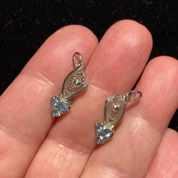 Vintage Ann Lee Sterling Silver Filigree Mouse Clip-on Earrings - Picture 2 of 5